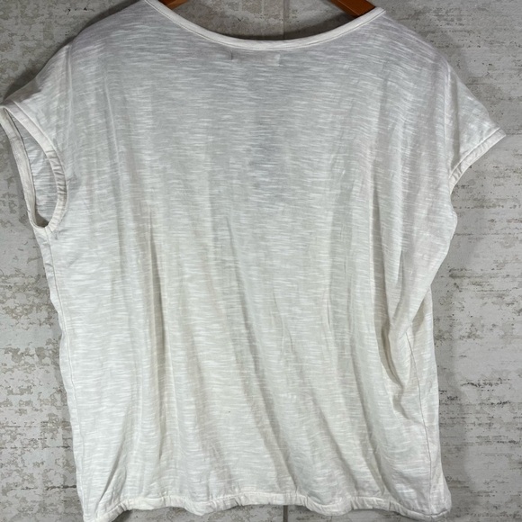 PRANA Ivory Short Sleeve Pleated Peasant Top Organic Cotton Blend Size Small - Picture 8 of 10